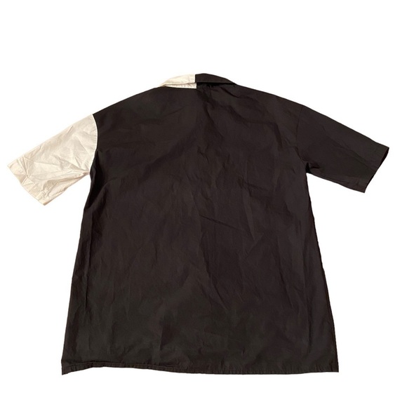 Shein Black and White Bowling Button Down Short Sleeve Shirt with Skull on Front - Picture 2 of 8